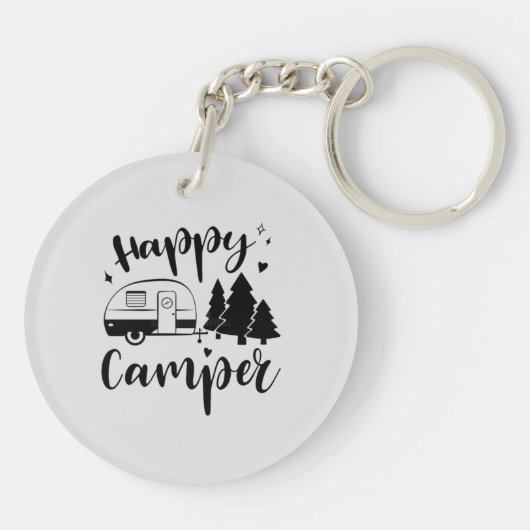 Unser Happy Place Camping Trailer Schlüsselanhänger (Rückseite)