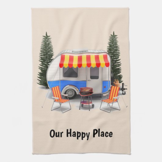 Unser Happy Place Wohnwagen Geschirrtuch (Vertikal)