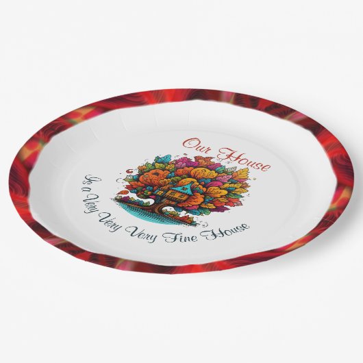 Unser Haus ist ein sehr schönes Haus Pappteller (Schrägansicht)