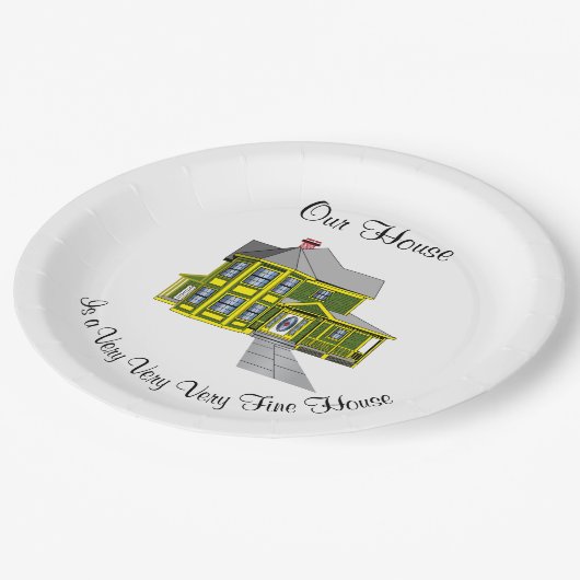 Unser Haus Personalisiert Pappteller (Schrägansicht)