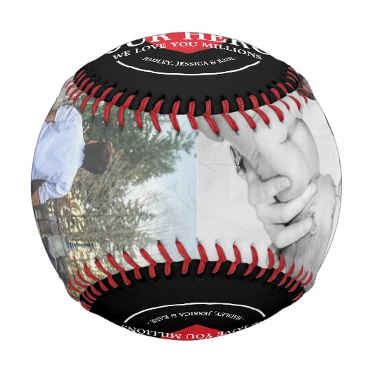 Unser Helden-Vater | Bester Vater je FotoCollage Baseball (Vorderseite)