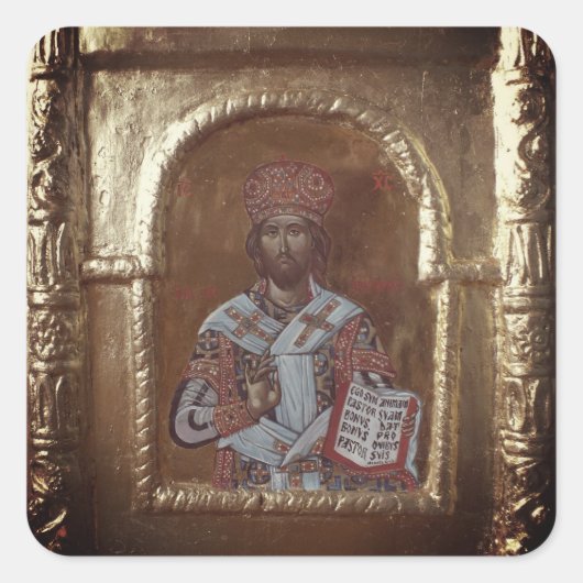 Unser Herr Jesus Christus, der gute Hirte Quadratischer Aufkleber (Vorderseite)