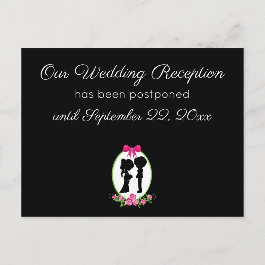 Unser Hochzeitsempfang Niedliches Paar Postkarte (Vorderseite)