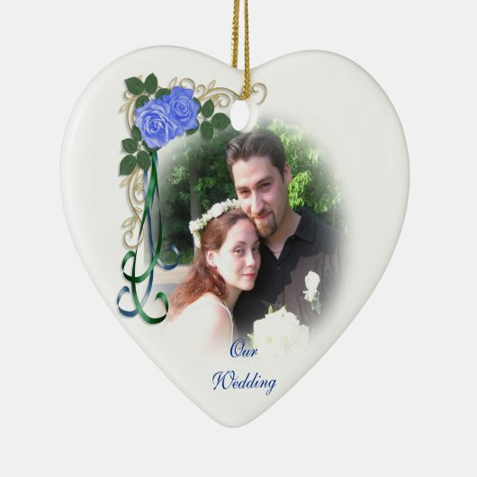 Unser Hochzeitsfest Foto Ornament blauen Rose (Rechts)