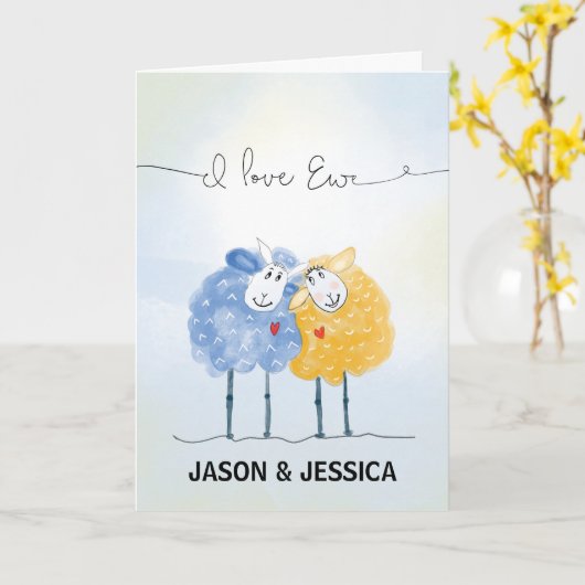 Unser Hochzeitsjubiläum mit Whimsikalschaf Karte (Gelbe Blume)