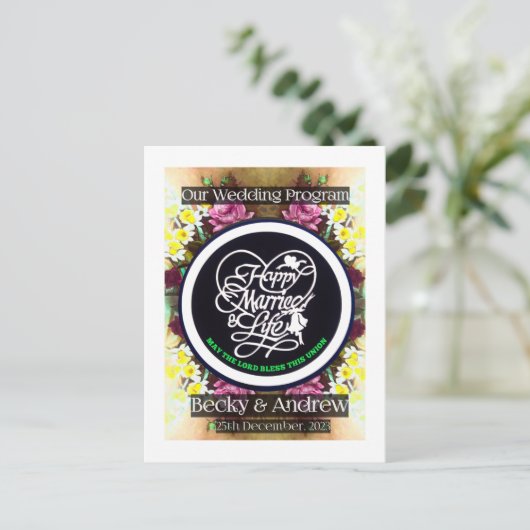 Unser Hochzeitsprogramm Postkarte (Stehend Vorderseite)