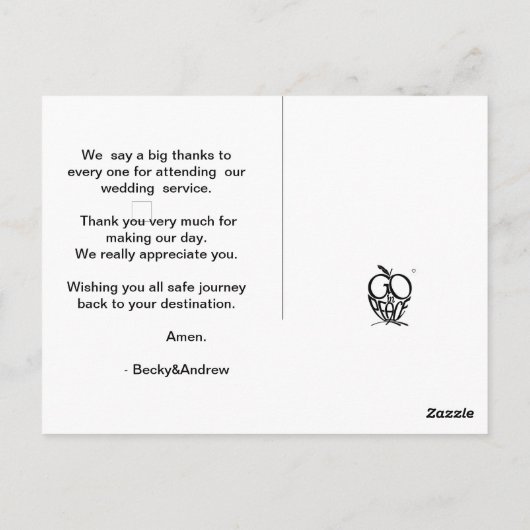 Unser Hochzeitsprogramm Postkarte (Rückseite)