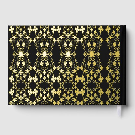 Unser Hochzeitsregister florales Weinmuster Schwar Gästebuch (Rückseite)