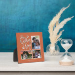 Unser Hochzeitstag Collage 3 Foto Script Terracott Fotoplatte<br><div class="desc">Nach Ihrem großen Tag, zeigen Sie stolz diese Collage mit Ihren 3 Lieblings-Fotos, um die Probe, neben dem eleganten Drehbuch Unser Hochzeitstag mit künstlerischen Herzmotiven auf einem Terrakotta-Hintergrund. Personalisieren Sie einfach mit Ihren Namen und Hochzeitsdatum am unteren Ende. Sie können auch den blauen Hintergrund und die Farben des Textes ändern,...</div>