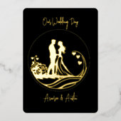 Unser Hochzeitstag, ein paar Gold Foil Einladung (Vorderseite)