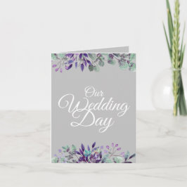 Unser Hochzeitstag floralgraue Typografie Einladung