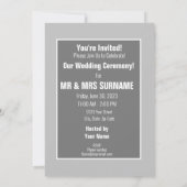 Unser Hochzeitstag floralgraue Typografie Einladung (Rückseite)