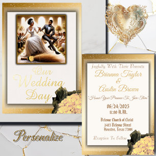 Unser Hochzeitstag Glück Elegante Hochzeit Folieneinladung