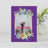 Unser Hochzeitstag Lila Foto Einladung (Stehend Vorderseite)