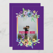 Unser Hochzeitstag Lila Foto Einladung (Vorne/Hinten)