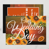 Unser Hochzeitstag Sonnenblume Sonnenuntergang Wei Einladung (Vorne/Hinten)