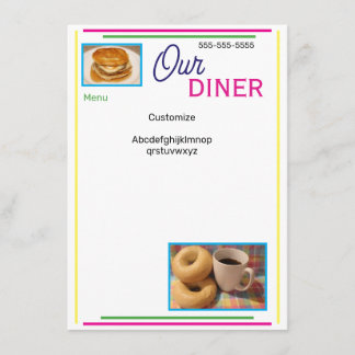 Unser individuelles Diner-Menü Menükarte