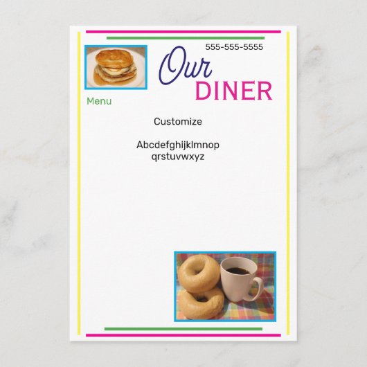 Unser individuelles Diner-Menü Menükarte (Vorderseite)
