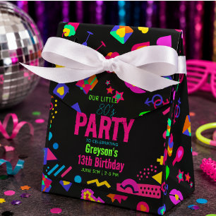 unser kleine Retro-Neon-80er-Geburtstagsfeier Geschenkschachtel