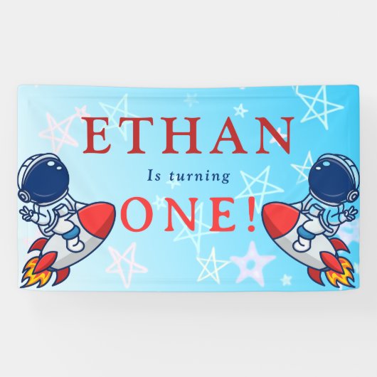 Unser kleiner Astronaut wird eins! Space Banner Sp (Horizontal)