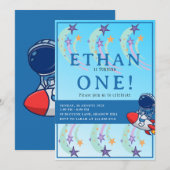 Unser kleiner Astronaut wird eins! Space Birthday Einladung (Vorne/Hinten)