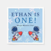 Unser kleiner Astronaut wird eins! Space Party Nap Serviette (Vorderseite)