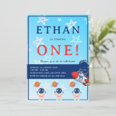 Unser kleiner Astronaut wird eins! Weltraum zum Ge Einladung (Stehend Vorderseite)