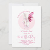 Unser kleiner Ballerina 1. Geburtstag Einladung (Vorderseite)