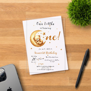 Unser kleiner Bär dreht einen Niedlichen 1. Geburt Acryleinladungen