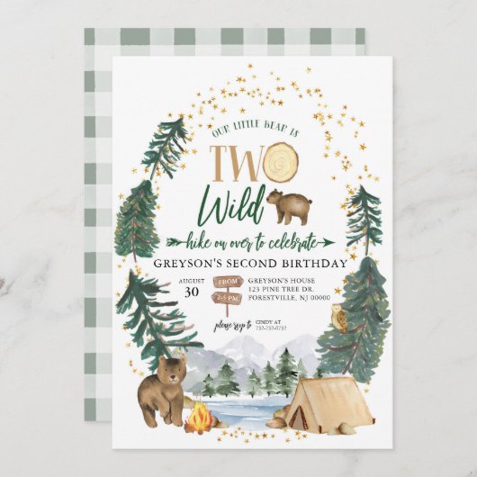 Unser kleiner Bär ist zwei wilde Einladung zum Geb (Vorne/Hinten)