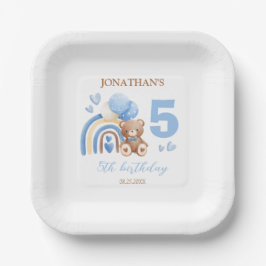 Unser kleiner Bär Niedlich Rainbow Ballon Geburtst Pappteller
