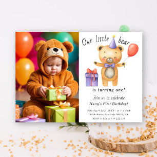 Unser kleiner Bär wird eins Kindergeburtstag  Einladung