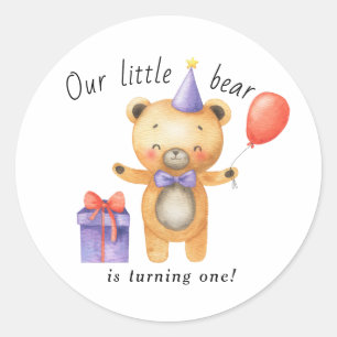 Unser kleiner Bär wird eins Kindergeburtstag Runder Aufkleber