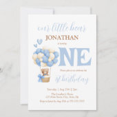 Unser kleiner Bärenballon 1. Geburtstag Einladung (Vorderseite)