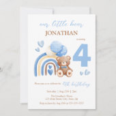 Unser kleiner Bärenballon 4. Geburtstag Einladung (Vorderseite)