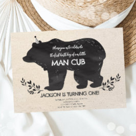 Unser kleiner Bärenkuppel-Junge zum ersten Geburts Einladung