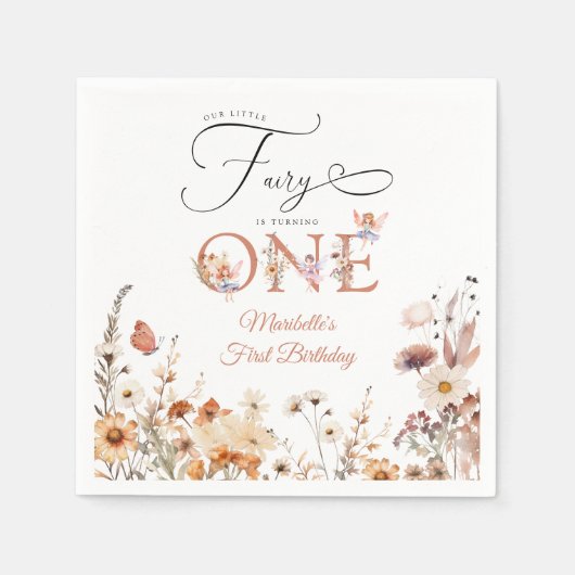 Unser kleiner Blumengarten Erster Geburtstag Serviette (Vorderseite)