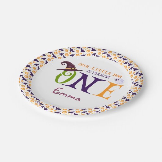 Unser kleiner Boo, der eins dreht, Halloween, 1. G Pappteller (Schrägansicht)