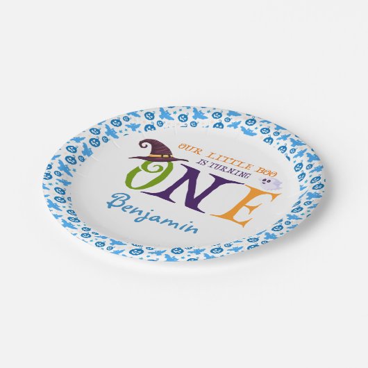 Unser kleiner Boo, der eins dreht, Halloween, 1. G Pappteller (Schrägansicht)