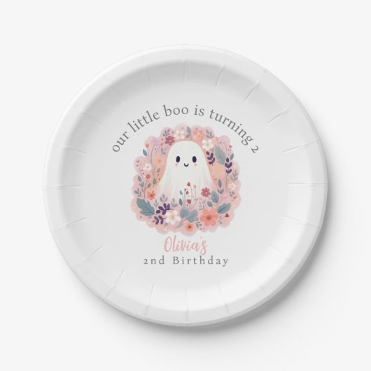 Unser kleiner Boo dreht 2 Boho Ghost Pappteller (Vorderseite)
