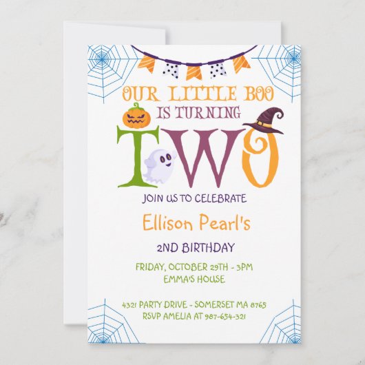 Unser kleiner Boo dreht sich um zwei, Halloween, 2 Einladung (Vorderseite)