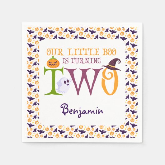 Unser kleiner Boo dreht zwei Halloween, den 2. Geb Serviette (Vorderseite)