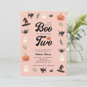 Unser kleiner Boo dreht zwei Halloween-Niedliche G Einladung (Stehend Vorderseite)