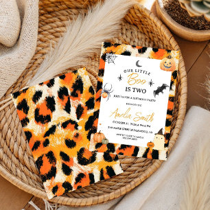 Unser kleiner Boo Herbst Leopard Halloween Geburts Einladung