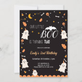 Unser kleiner Boo ist MädchenHalloween-Geburtstag  Einladung (Vorderseite)