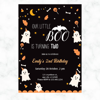Unser kleiner Boo ist MädchenHalloween-Geburtstag Einladung