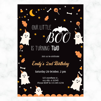 Unser kleiner Boo ist MädchenHalloween-Geburtstag Einladung