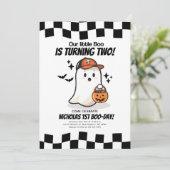 Unser kleiner Boo macht zwei Geburtstage Einladung (Stehend Vorderseite)