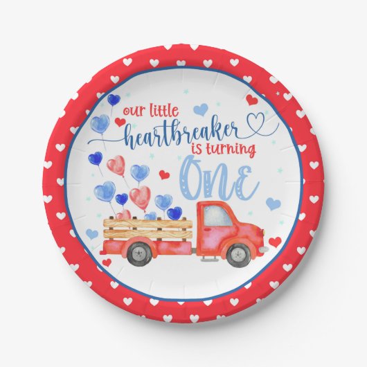 Unser kleiner Brustwarzer dreht eine Platte Pappteller (Vorderseite)