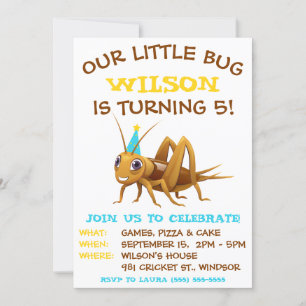 Unser kleiner Bug, Cricket, Geburtstagsparty Einladung
